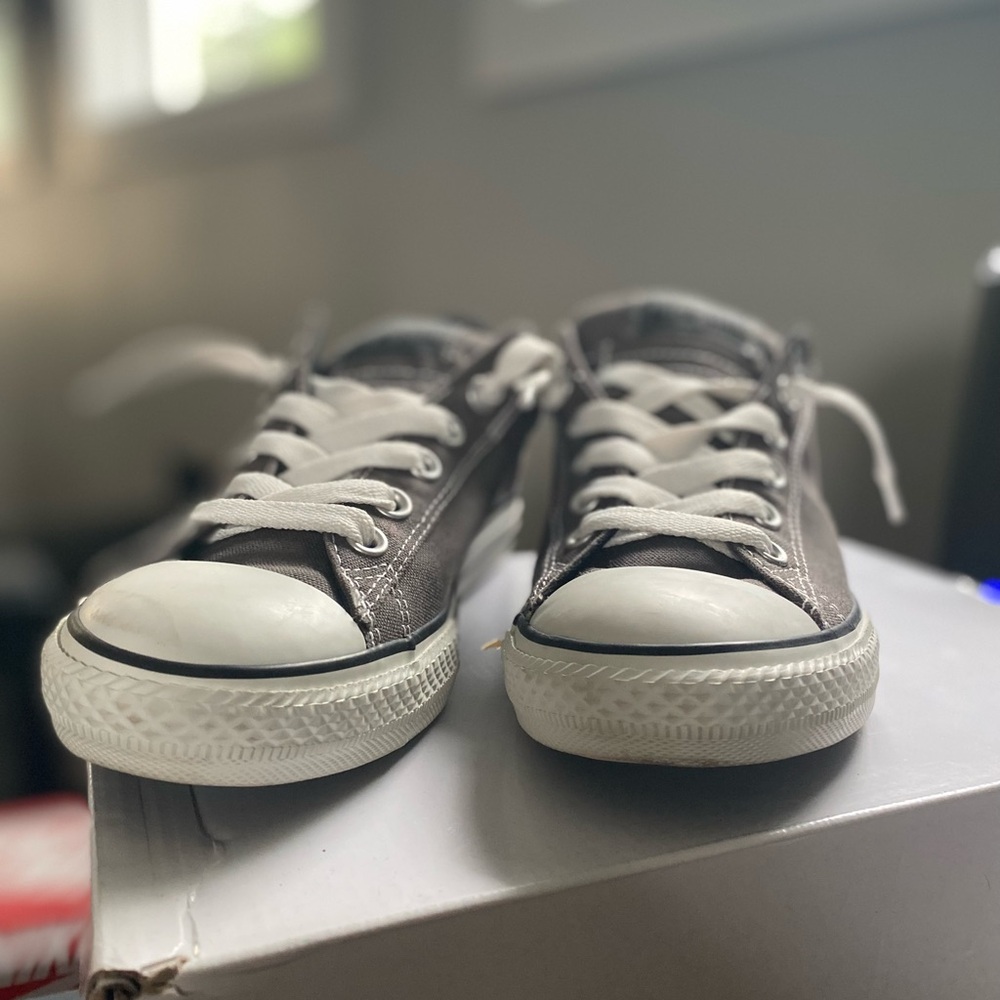 Converse Gray and White Sneakers Classic Low-Top Design